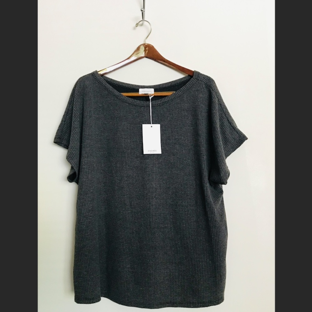 Andree By Unit grey knit top 1X